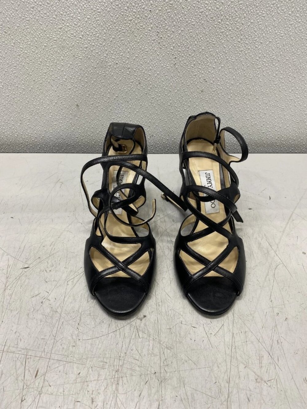 Jimmy Choo Women's Dillan Leather Black Heels Size 6
